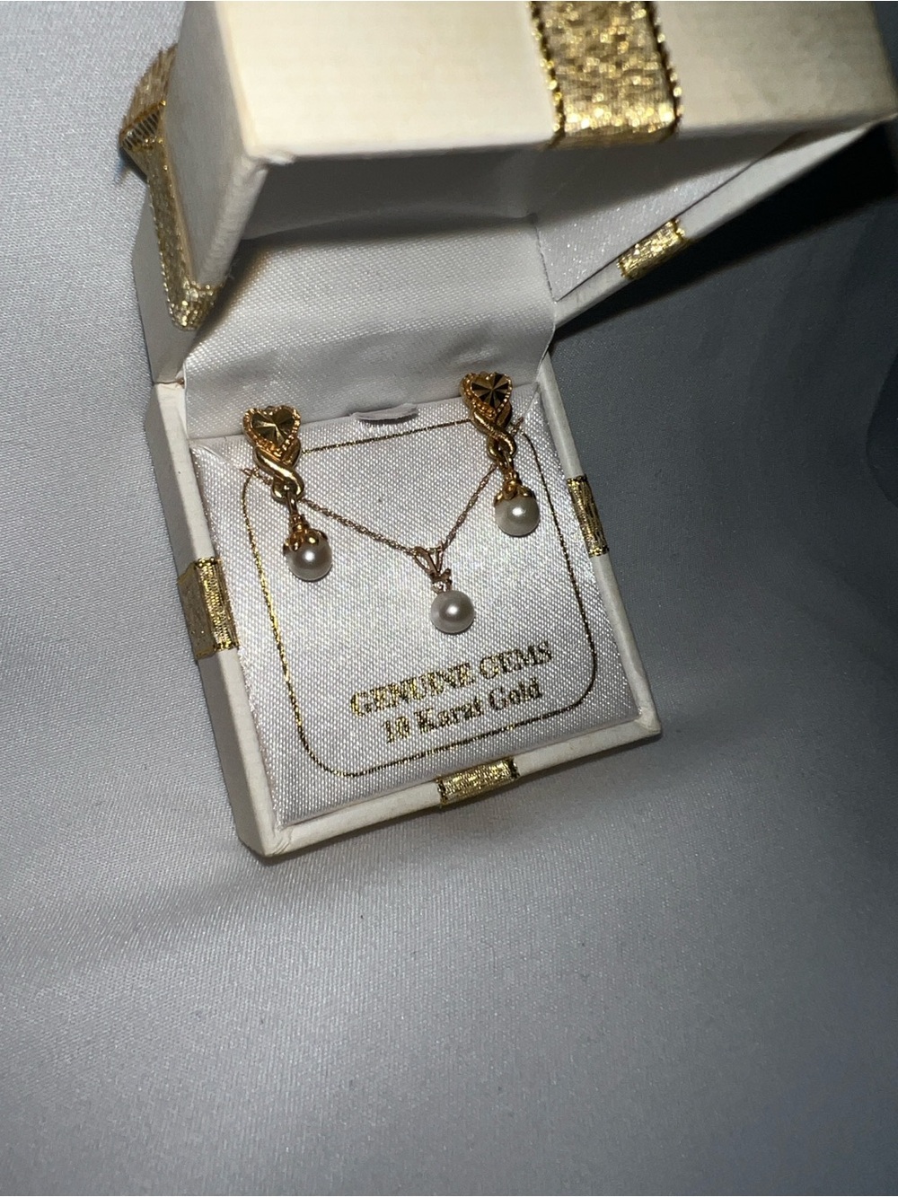 Vintage Beverly Hills Gold 14K Earrings & 10K Pearl Pendant Necklace Jewelry Set